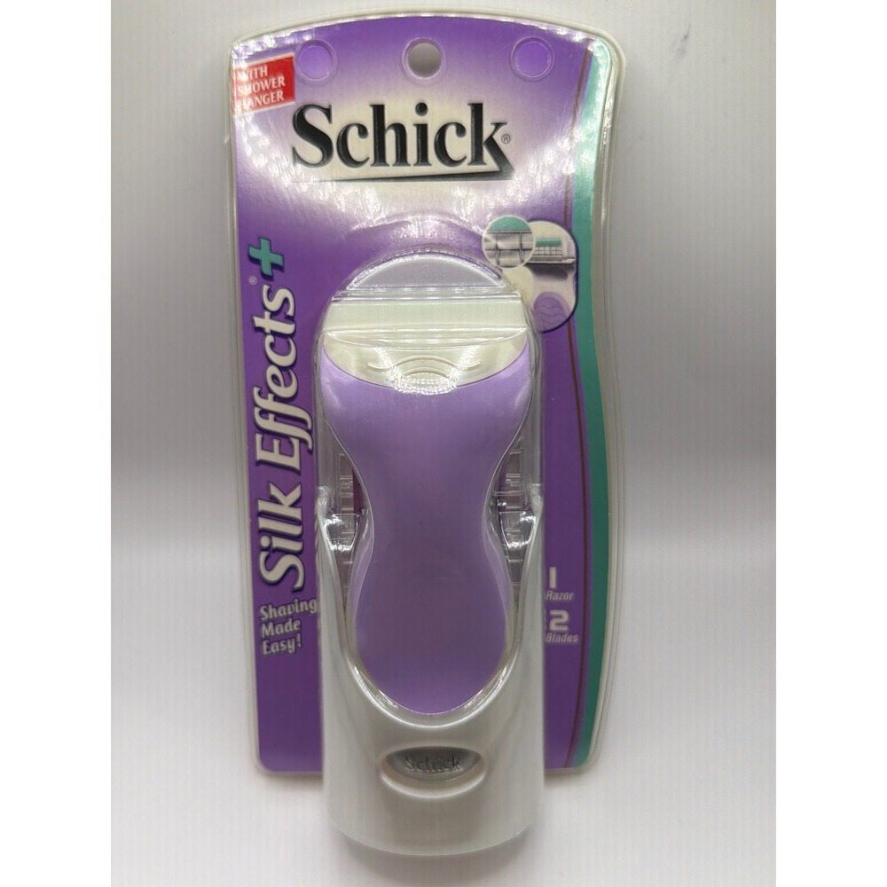 NIB Schick Silk Effects Plus Razor Women Purple Vintage 1999 New 2 Blades Hanger